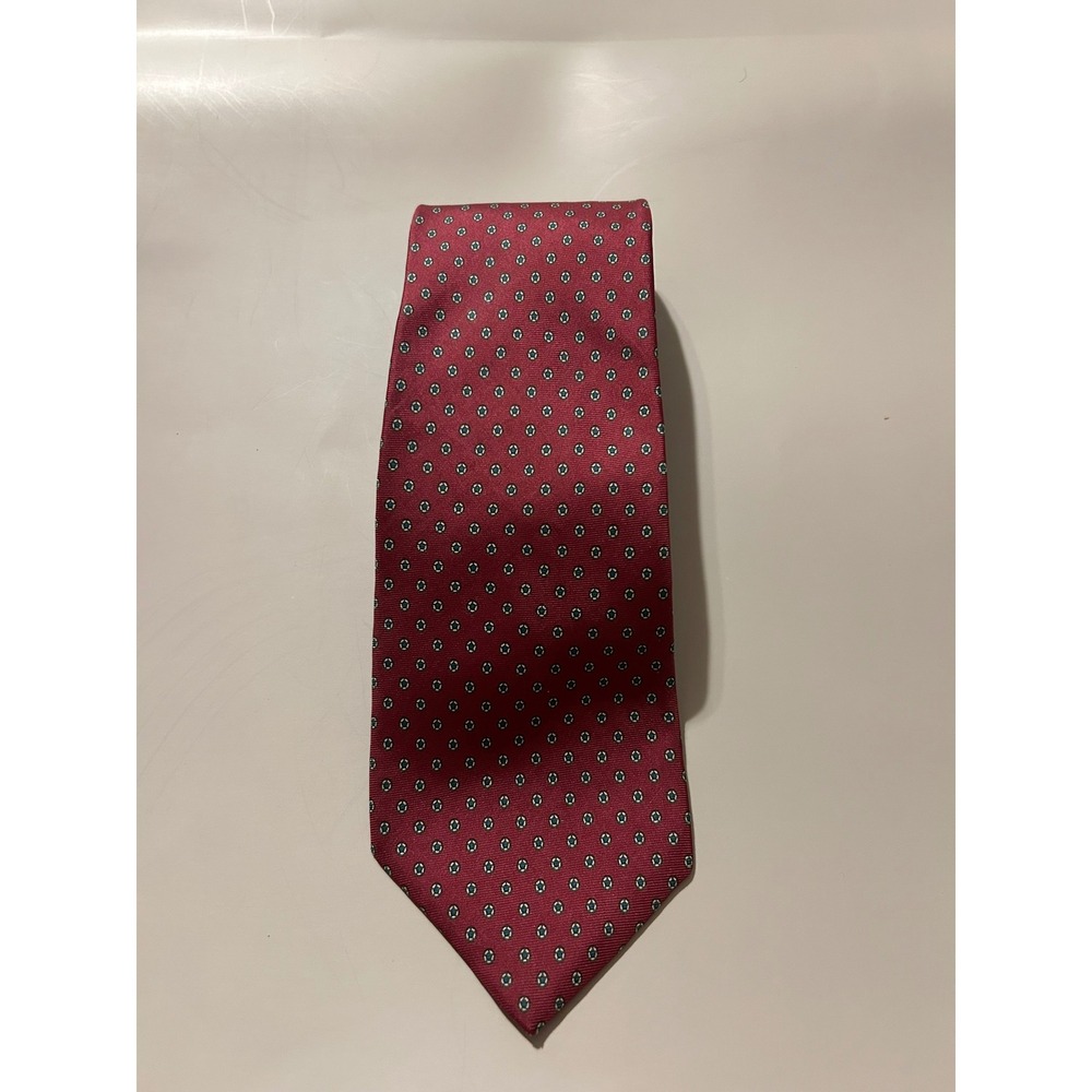 Tie One On Mens Burgundy Silk Medallion Geometric Print Classic Necktie Red Blue